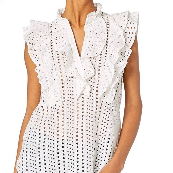 BCBGMaxAzria Tops - NWT BCBGMaxAzria Addie Eyelet Ruffle Front Top